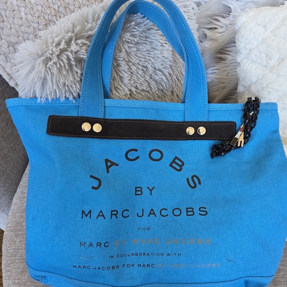 Marc Jacobs Sky Blue Canvas Tote Bag...